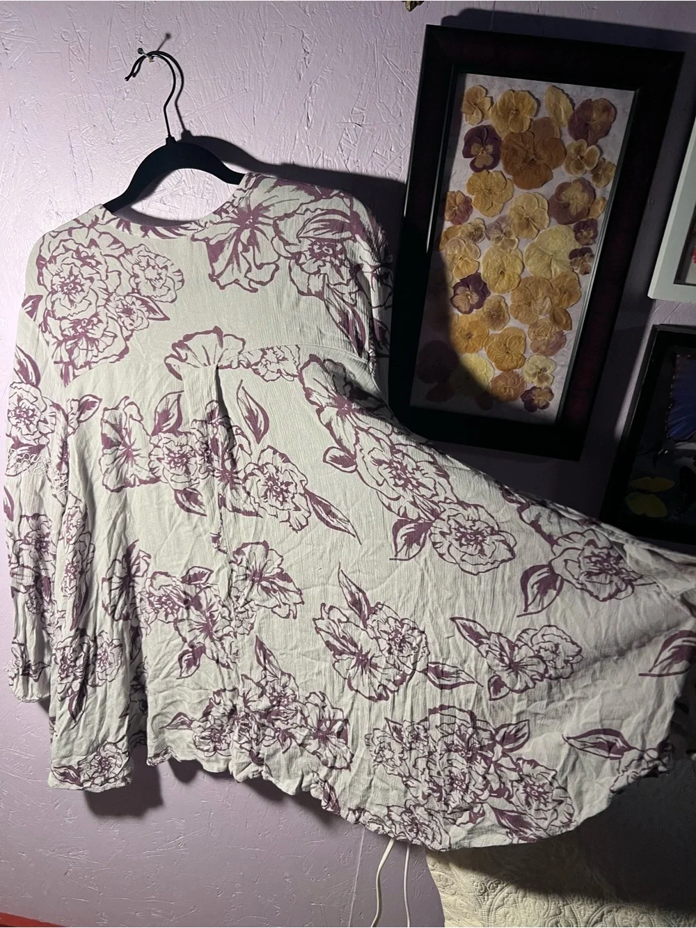 Free people Women’s Floral Keyhole Blouse in Light Cream and Mauve